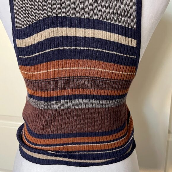 COTTON ON Orange Blue Striped Sleeveless Turtleneck Knit Sweater Top Size Medium - Picture 10 of 13
